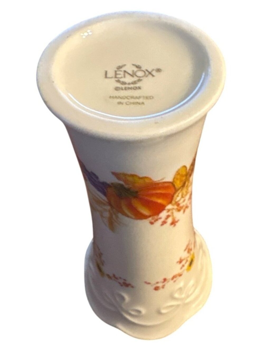 Vintage Lenox Fall Harvest Design Bud Vase 5" Gold Trim Pumpkin Sunflower China - Picture 15 of 16